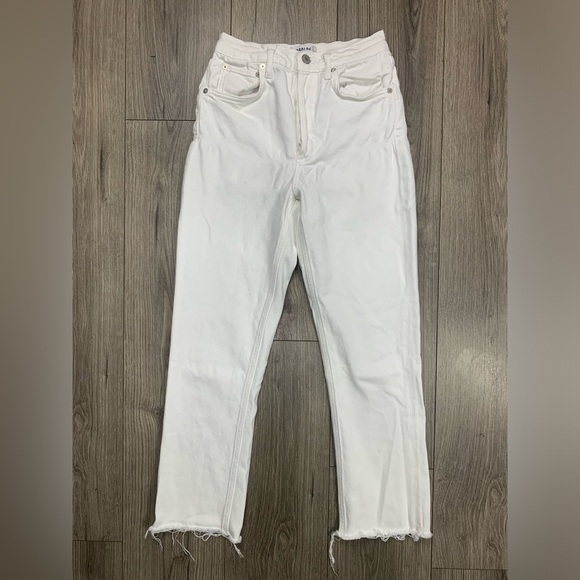 AGOLDE Riley Jeans High Rise Straight Crop Womens 25 Stretch in Sour Cream - Picture 3 of 11